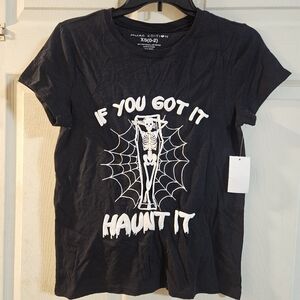 SOCIAL EDITION IF YOU GOT IT HAUNT IT HALLOWEEN TEE: BLACK: NWT: SIZE XS